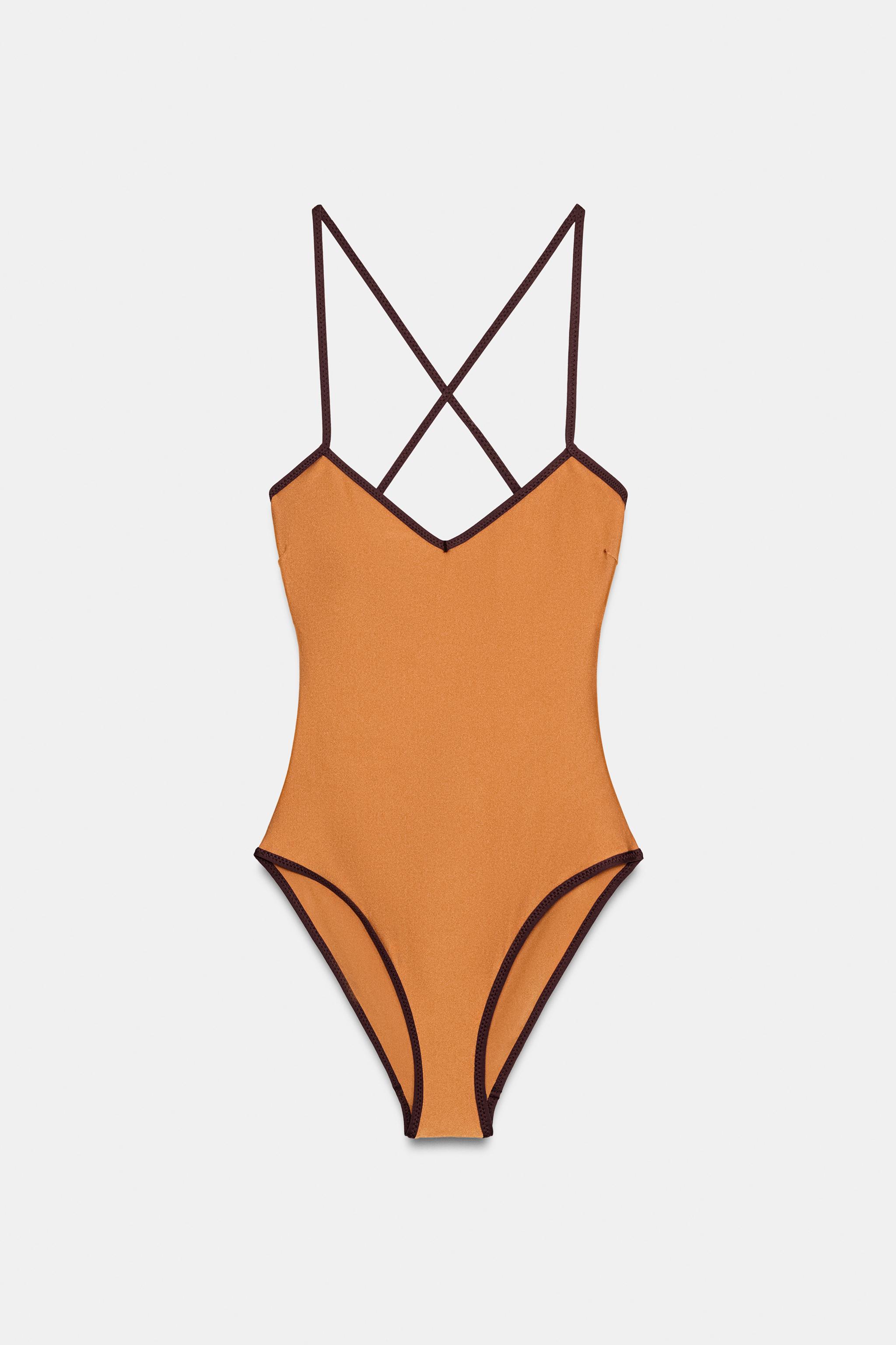 MAILLOT DE BAIN SATINÉ FINITIONS CONTRASTÉES